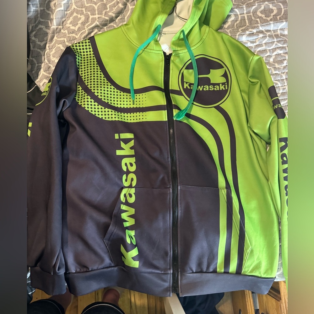Green and Black Kawasaki Zip Up